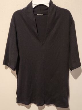 ❤️ ELIE TAHARI RIB KNIT PIMA COTTON BLEND TOP, ELBOW LENGTH SLEEVES, LARGE